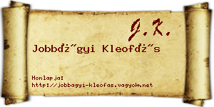 Jobbágyi Kleofás névjegykártya